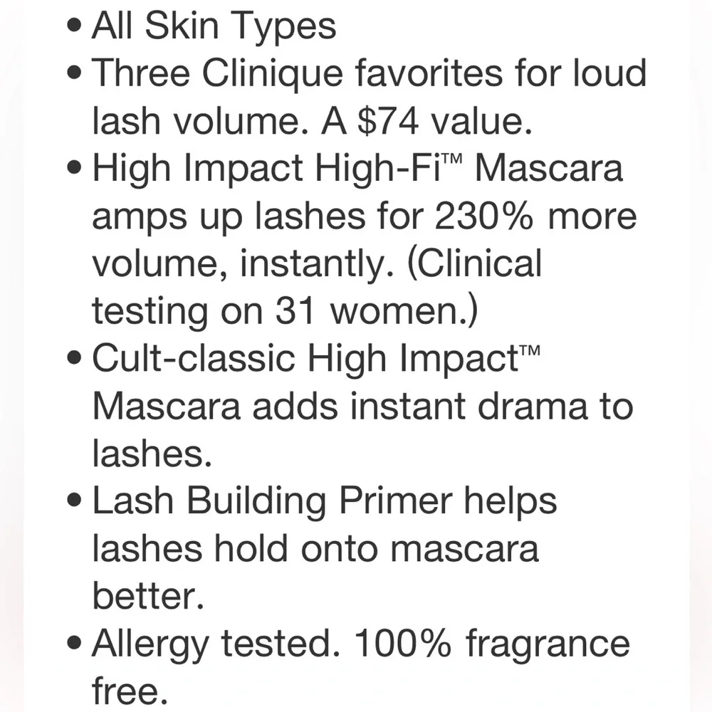 CLINIQUE NWT 3pc high impact lash line-cosmetic set -black